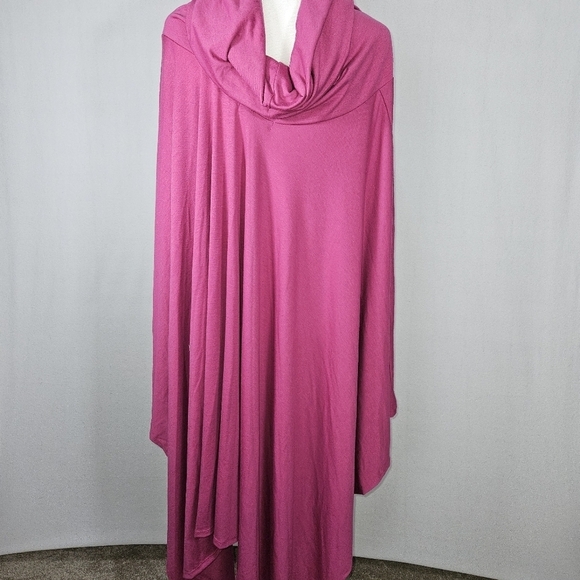 Boutique Women's Pink Cowl Neck Dolman Sleeve Long line Poncho OS - Picture 5 of 8